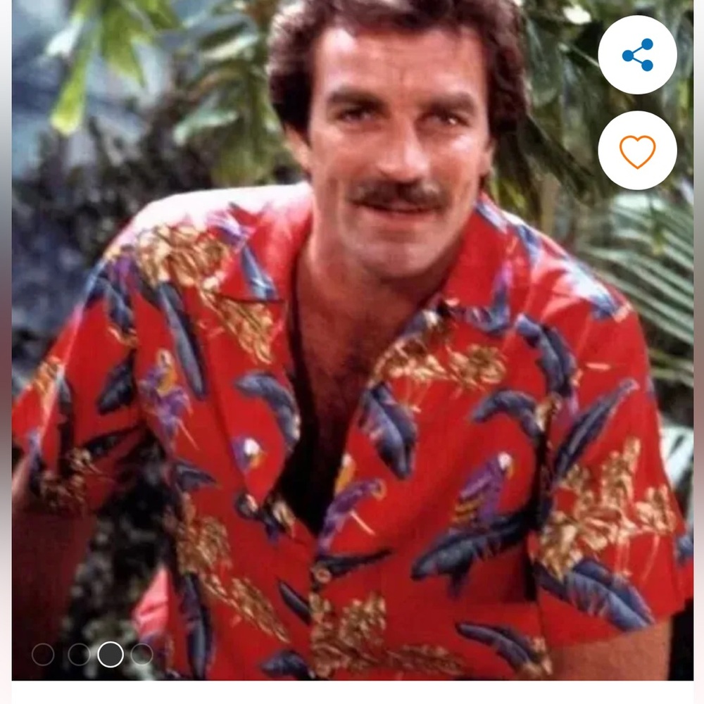 Vintage Tom Selleck Collectible Purple Parrot Paradise Found Hawaiian Shirt 3XL
